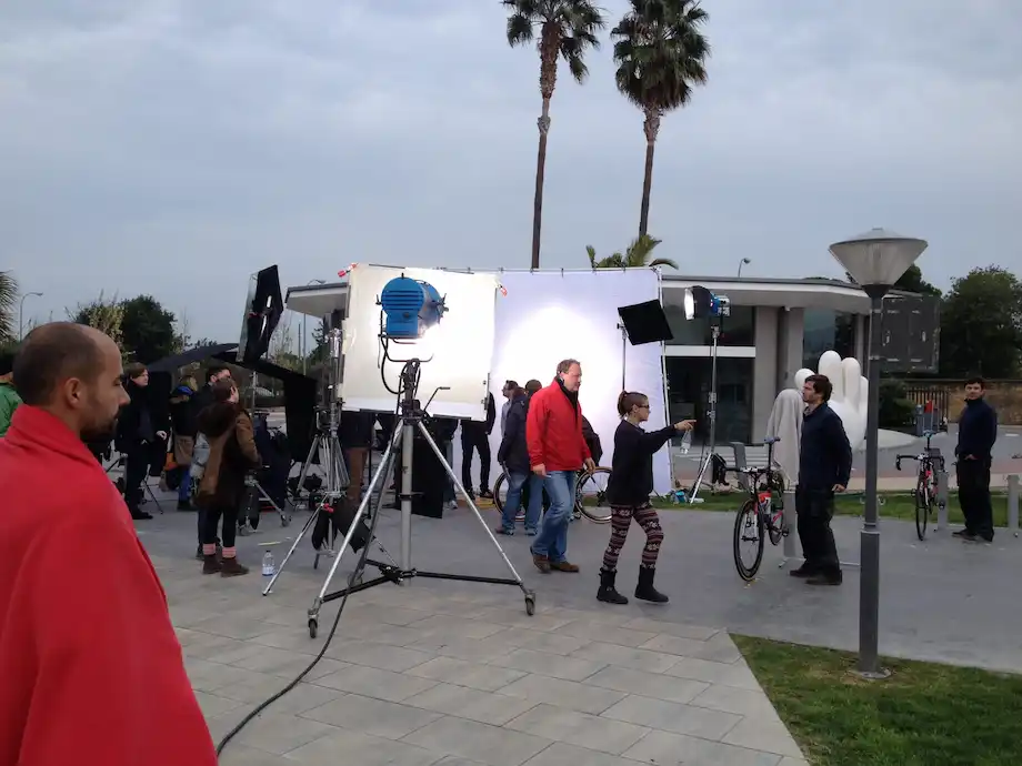 Video crew working on Alpecin's set in Tarragona