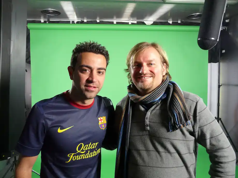 Photo of Xavi together with Camera Crew Spain's Producer