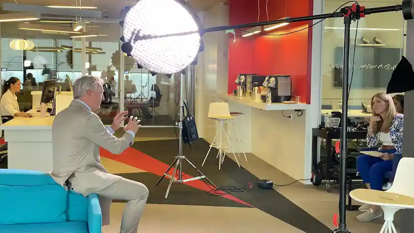 Cepsa's CEO during video interview produced by Camera Crew Spain