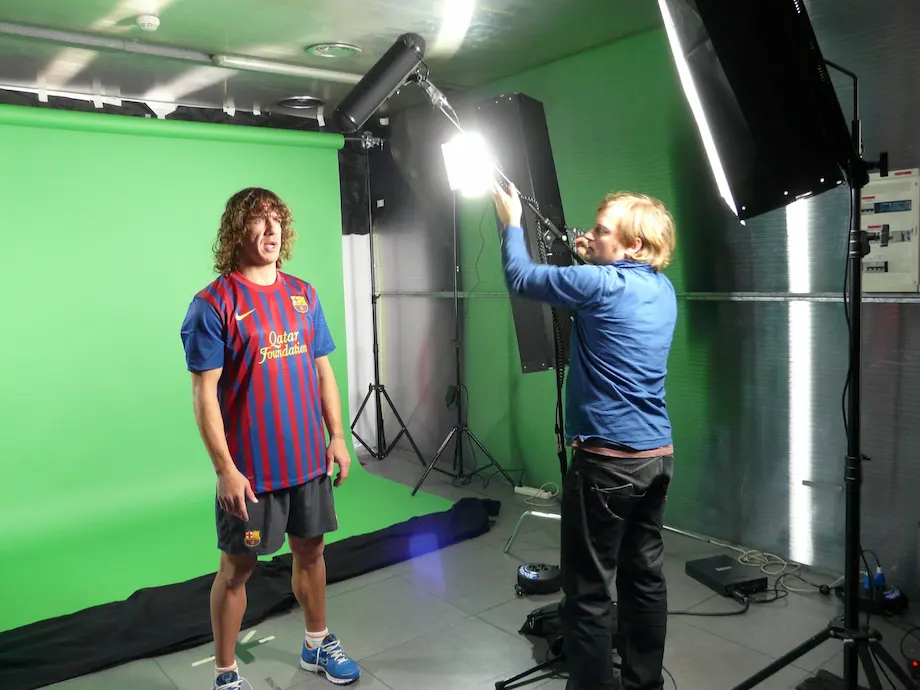 Puyol during an interview by Camera Crew Spain