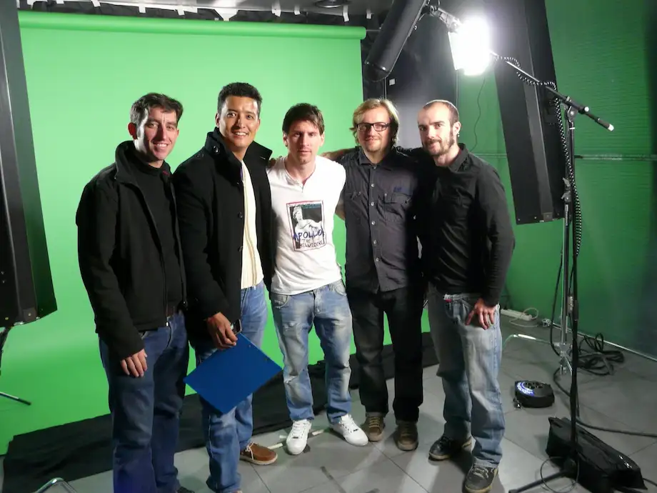 Messi with Camera Crew Spain Team