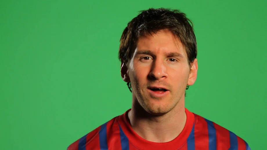 Messi against a green screen before an interview by Camera Crew Spain