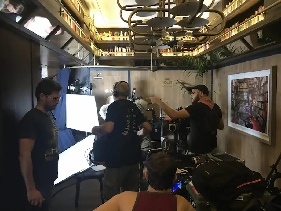 Video crew at work on Live Nation & Hilton Group's set in Ibiza