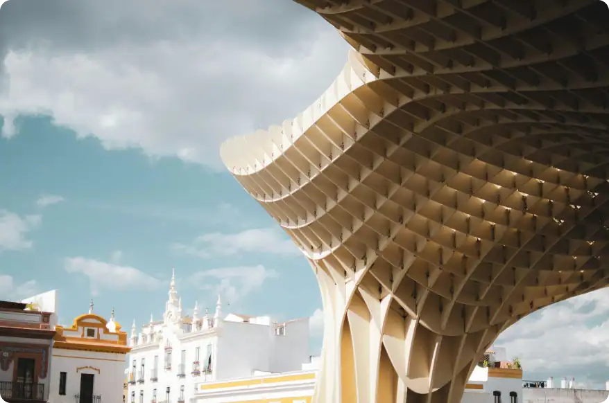 cinematic shot of las setas seville