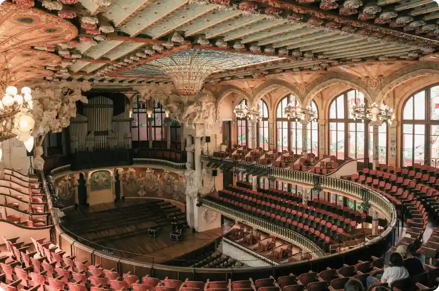 interior of palau de la musica catalana as video shooting set
