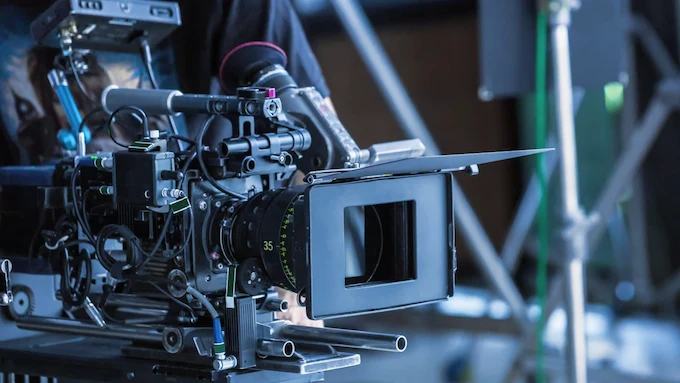 cinema camera recording on set