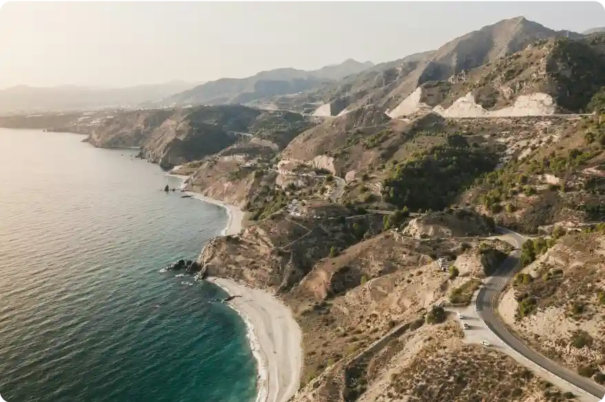 aerial drone shot of andalusian mountains