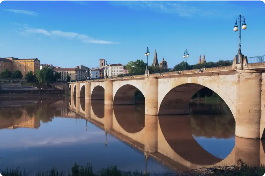 bridge on ebro river in zaragoza as video location