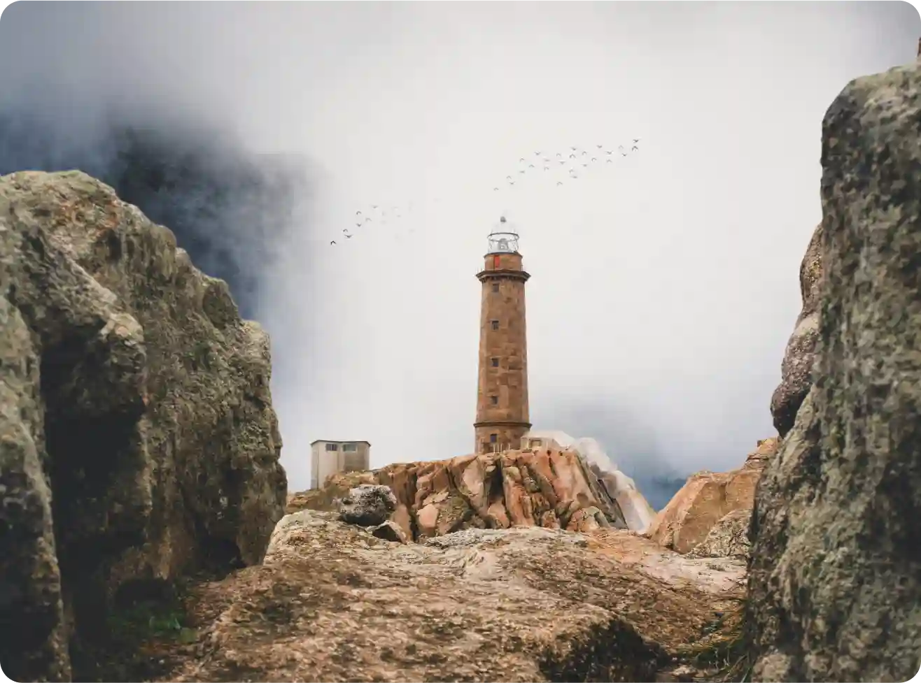 famous lighthouse in galicia as location during video production
