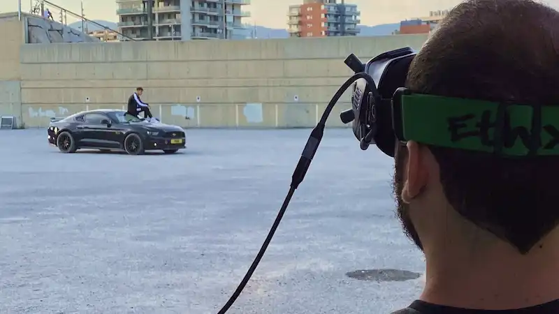 drone filming in spain guide: POV drone pilot puma commercial filming in barcelona