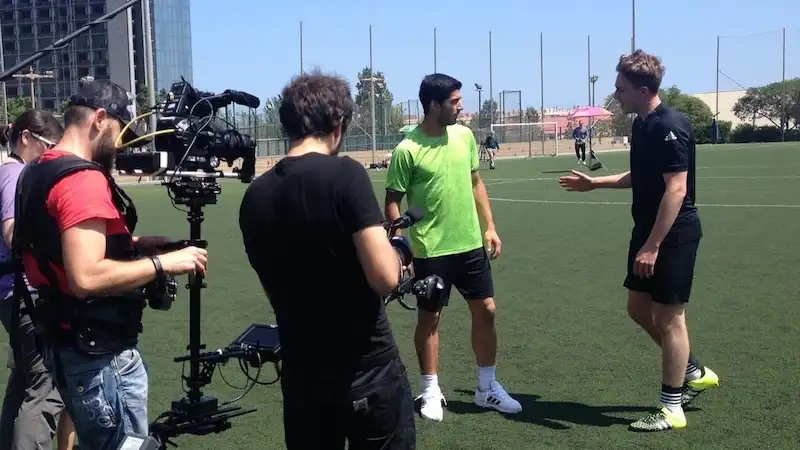 Luis Suárez during a video production with Camera Crew Spain team